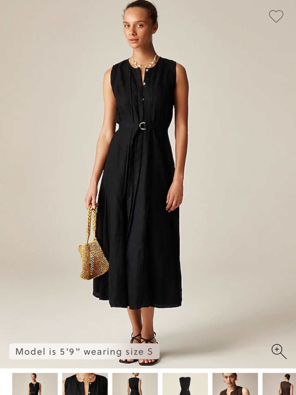 NWT J. Crew Seamed linen dress with removable belt XL tall XLT black